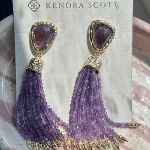 Kendra Scott purple blossom tassel earrings